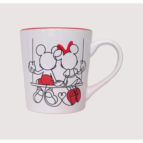 Mickey Mouse Minnie Mouse Valentine Day Coffee Mug Large Cup White Red Hearts - Picture 2 of 6